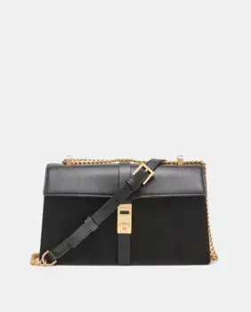 Сумка DKNY ALORA с двойной ручкой и однотонным принтом, черный