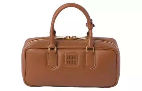 Сумка для боулинга Arcadie Series из кожи, сумка через плечо, женская сумка-мессенджер, цвет коньяк MIU MIU