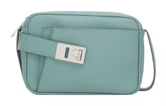 Сумка для фотоаппарата Ferragamo из телячьей кожи, сумка через плечо, сумка Trumpets, мужская, светло-синяя