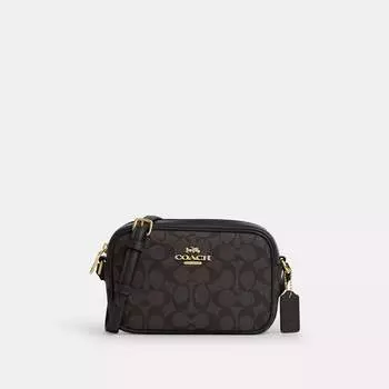 Сумка для фотокамеры Coach Outlet Mini Jamie из фирменной ткани, цвет gold/walnut/black