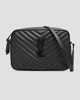 Сумка для фотокамеры Lou Medium YSL с карманом из стеганой кожи Saint Laurent, цвет Black