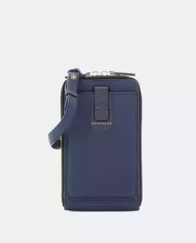 Сумка для мобильного телефона из яловой кожи синего цвета Scharlau