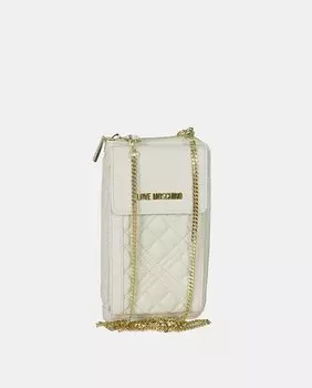 Сумка для мобильного телефона с мягкой подкладкой цвета экрю и цепочкой Love Moschino