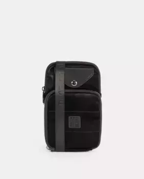 Сумка для мобильного телефона в стиле бомбер с приятной на ощупь двойной молнией с двумя отделениями и третьим с регулируемой ручкой на застежке-клипсе Pepe Moll, черный