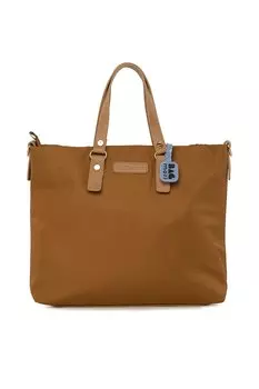 Сумка для ноутбука из атласной кожи с декорированным логотипом Bagmori, верблюжья шерсть