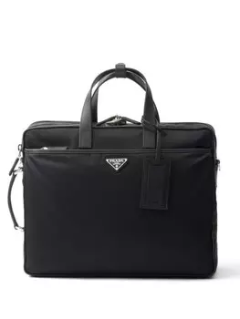 Сумка для ноутбука из кожи Saffiano Re-Nylon Prada, черный