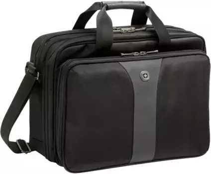 Сумка для ноутбука Wenger "Legacy Double-Gusset, черный/серый", с отделением для ноутбука 16 дюймов, черный