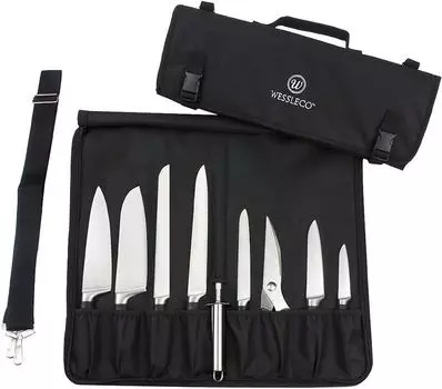 Сумка для ножей шеф-повара, 8 слотов, водонепроницаемая сумка для ножей шеф-повара, прочная кухонная утварь, сумка для ножей с ручкой для переноски, плечевой ремень yozhiqu