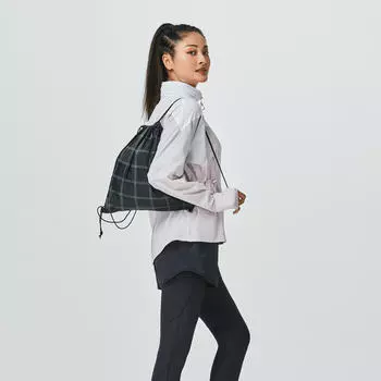 Сумка для обуви фитнес складная в клетку DOMYOS, темно-серый/светло-бежевый/черный