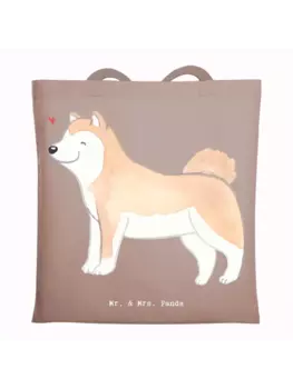 Сумка для переноски Mr & Mrs Panda Akita Inu Lebensretter ohne Spruch, пастельно-коричневый