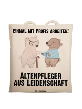 Сумка для переноски Mr & Mrs Panda Altenpfleger Leidenschaft, кремовый