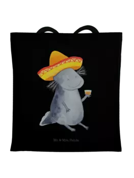 Сумка для переноски Mr & Mrs Panda Axolotl Tequila ohne Spruch, черный