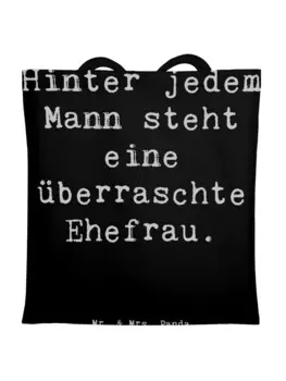 Сумка для переноски Mr & Mrs Panda berraschte Ehefrau, черный