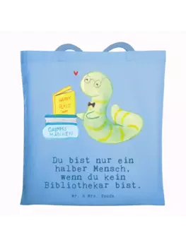 Сумка для переноски Mr & Mrs Panda Bibliothekar Herz, небесно-синий
