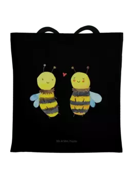 Сумка для переноски Mr & Mrs Panda Biene Verliebt ohne Spruch, черный