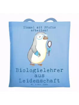 Сумка для переноски Mr & Mrs Panda Biologielehrer Leidenschaft, небесно-синий