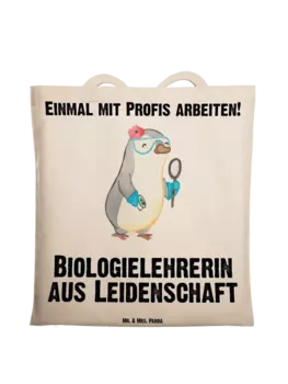 Сумка для переноски Mr & Mrs Panda Biologielehrerin Leidenschaft, кремовый
