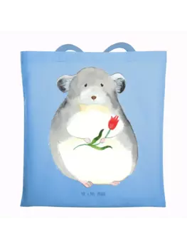 Сумка для переноски Mr & Mrs Panda Chinchilla Blume ohne Spruch, небесно-синий