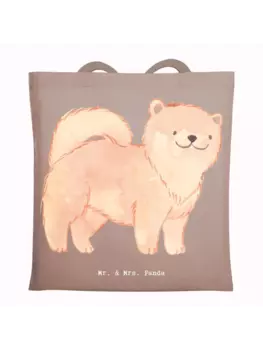 Сумка для переноски Mr & Mrs Panda Chow Chow Lebensretter ohne Spruch, пастельно-коричневый