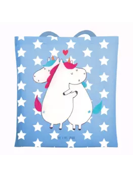 Сумка для переноски Mr & Mrs Panda Einhorn Mitteilung ohne Spruch, небесно-синий