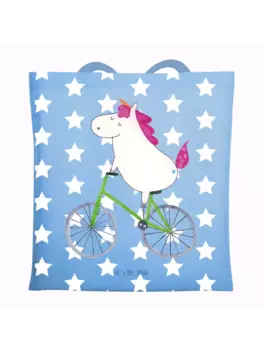 Сумка для переноски Mr & Mrs Panda Einhorn Radfahrer ohne Spruch, небесно-синий