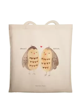 Сумка для переноски Mr & Mrs Panda Eulen Liebe ohne Spruch, кремовый
