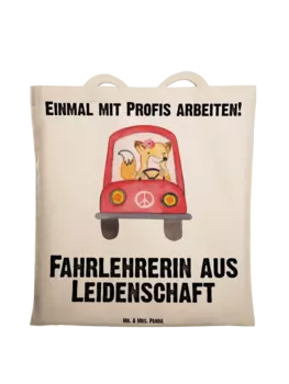 Сумка для переноски Mr & Mrs Panda Fahrlehrerin Leidenschaft, кремовый