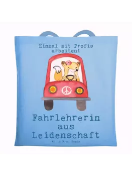 Сумка для переноски Mr & Mrs Panda Fahrlehrerin Leidenschaft, небесно-синий