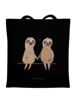 Сумка для переноски Mr & Mrs Panda Faultier Prchen ohne Spruch, черный