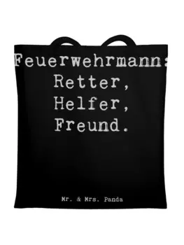 Сумка для переноски Mr & Mrs Panda Feuerwehrmann Rettungsheld, черный