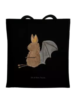 Сумка для переноски Mr & Mrs Panda Fledermaus Sitzen ohne Spruch, черный