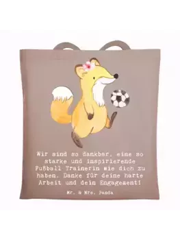 Сумка для переноски Mr & Mrs Panda Fuball Trainerin Dankbarkeit, пастельно-коричневый