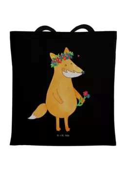 Сумка для переноски Mr & Mrs Panda Fuchs Blumen ohne Spruch, черный