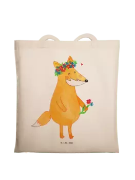 Сумка для переноски Mr & Mrs Panda Fuchs Blumen ohne Spruch, кремовый