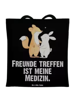 Сумка для переноски Mr & Mrs Panda Fuchs Hase Freunde treffen, черный