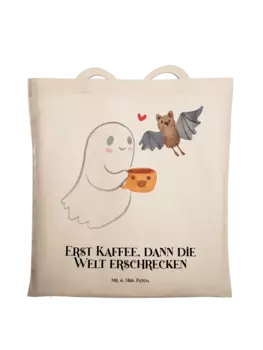 Сумка для переноски Mr & Mrs Panda Gespenst Kaffee, кремовый