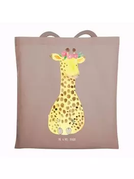 Сумка для переноски Mr & Mrs Panda Giraffe Blumenkranz ohne Spruch, пастельно-коричневый