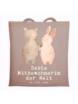 Сумка для переноски Mr & Mrs Panda Hase Beste Mitbewohnerin der Welt m, пастельно-коричневый