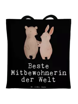 Сумка для переноски Mr & Mrs Panda Hase Beste Mitbewohnerin der Welt m, черный