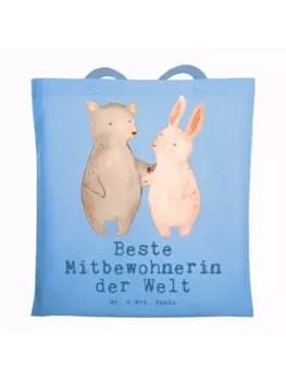 Сумка для переноски Mr & Mrs Panda Hase Beste Mitbewohnerin der Welt m, небесно-синий