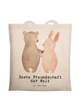 Сумка для переноски Mr & Mrs Panda Hase Beste Freundschaft der Welt mi, кремовый