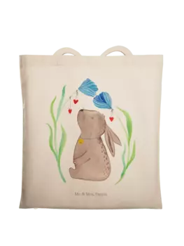 Сумка для переноски Mr & Mrs Panda Hase Blume ohne Spruch, кремовый