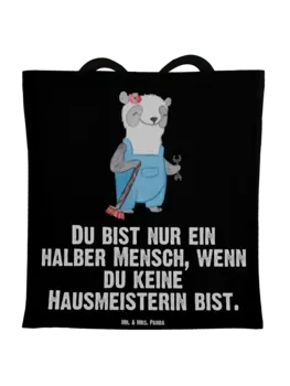 Сумка для переноски Mr & Mrs Panda Hausmeisterin Herz, черный