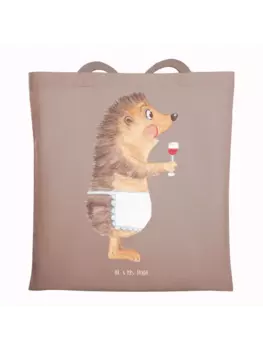 Сумка для переноски Mr & Mrs Panda Igel Wein ohne Spruch, пастельно-коричневый