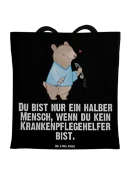 Сумка для переноски Mr & Mrs Panda Krankenpflegehelfer Herz, черный