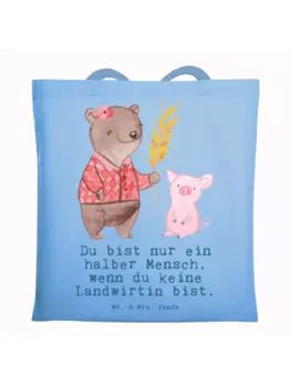 Сумка для переноски Mr & Mrs Panda Landwirtin Herz, небесно-синий