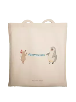 Сумка для переноски Mr & Mrs Panda Maus Pinguin Geburtstag ohne Spruch, кремовый