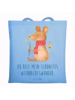 Сумка для переноски Mr & Mrs Panda Maus Weihnachten, небесно-синий
