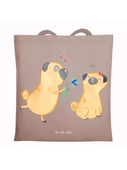 Сумка для переноски Mr & Mrs Panda Mops Verliebt ohne Spruch, пастельно-коричневый