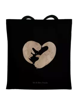 Сумка для переноски Mr & Mrs Panda Otter Herz ohne Spruch, черный